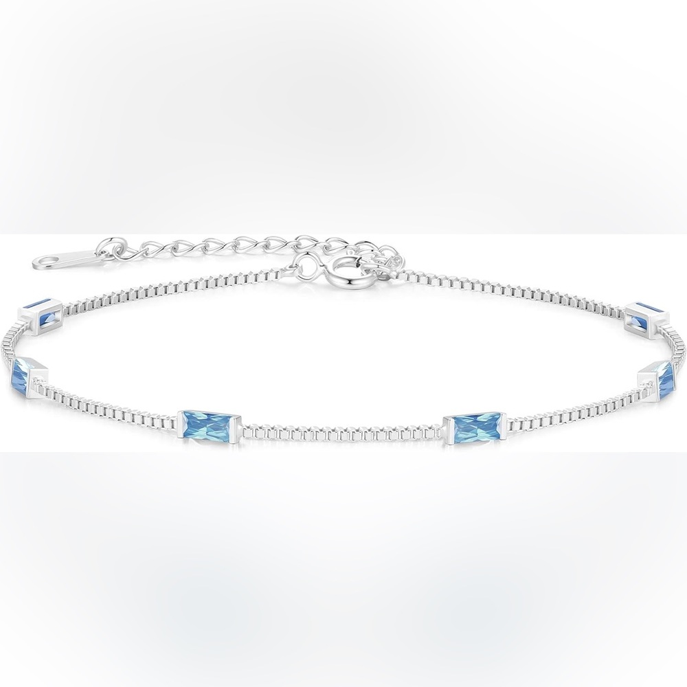 .925 Sterling silver necklace/ March birthstone necklace